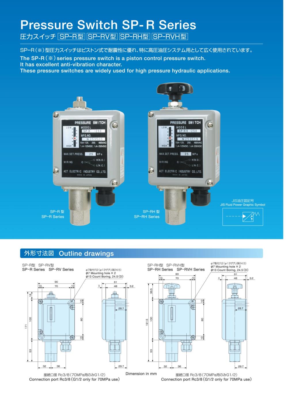 メール便なら送料無料】 アクト電機工業 ACT 圧力スイッチ Pressure Switch CE16-S